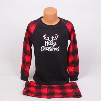Image 1 of Детско-юношеска коледна пижама в черно с кариран десен