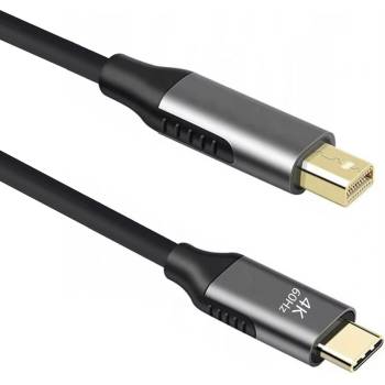 DeTech Кабел DeTech, USB-C - Mini DP, 1.8m, 4K, 60Hz, Черен - 18399 (18399)