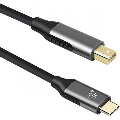 DeTech Кабел DeTech, USB-C - Mini DP, 1.8m, 4K, 60Hz, Черен - 18399 (18399)