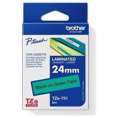 BROTHER TZE751 kazeta TZ šířky 24 mm laminovaná TZE-751 zelená černé písmo