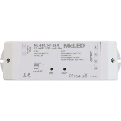 MCLED Přijímač RF a WIFI řízení jasu, CCT,RGBW 4 kanály 4x5A, 12-36V IP20 ML-910.141.22.0
