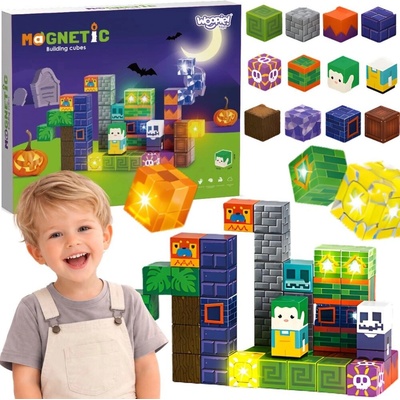 Woopie magnetické svietiace kocky Halloween 63 ks