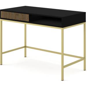 BIM Тоалетка Ravenna F 1S боядисан фрезован MDF, черен мат/дъб артисан/злато (RAVENNAVANDESKBMGF)