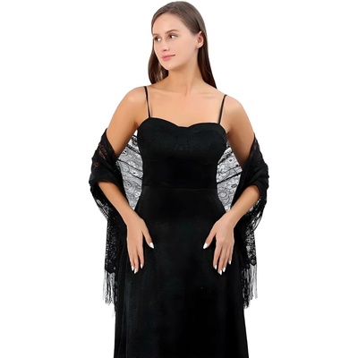 Krajková šála černá KP33771