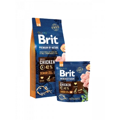 Brit premium senior s/m by nature [ НОВА, ПОДОБРЕНА ФОРМУЛА ] с 42% прясно пилешко месо 1 кг