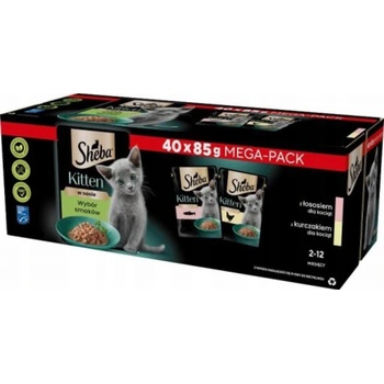SHEBA KITTEN VÝBĚR PŘÍCHUTÍ KRMIVO V OMÁČCE PRO KOŤATA 40 x 85 g
