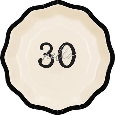PartyDeco Papierové taniere''Hello 30'' 18 cm