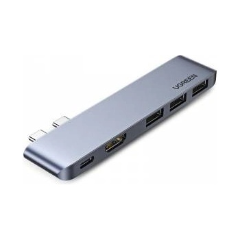 UGREEN HUB 2x USB Type C to USB-C PD (Thunderbolt 3, 100W, 4K @ 60 Hz, 10 Gbps) / HDMI 4K @ 30 Hz / 3x USB 3.0 for MacBook gray