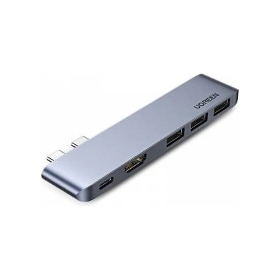UGREEN HUB 2x USB Type C to USB-C PD (Thunderbolt 3, 100W, 4K @ 60 Hz, 10 Gbps) / HDMI 4K @ 30 Hz / 3x USB 3.0 for MacBook gray
