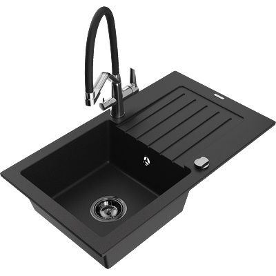 Mexen Pablo гранитна мивка с 1 отделение с отцедник и кухненски смесител Duo, (6510-77-671701-07-B)