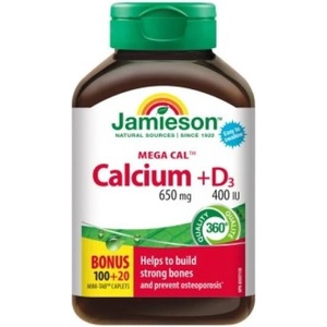 Jamieson Mega Cal калций 650mg с витамин D3 400 IU 120 таблетки (IP384)