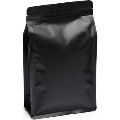 Sáček s plochým dnem | černý mat | ZIP | ventil obsah 500g (160 x 270 + 75 mm)