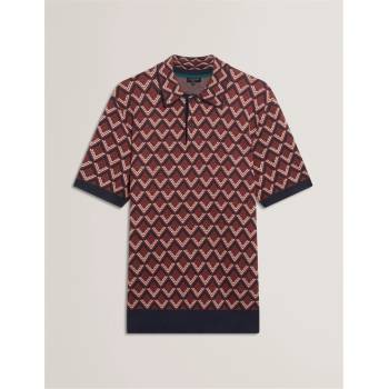 Ted Baker Блуза с яка Ted Baker Men's Jacquard Short-Sleeve Polo Shirt - Maroon