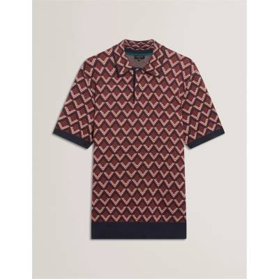 Ted Baker Блуза с яка Ted Baker Men's Jacquard Short-Sleeve Polo Shirt - Maroon