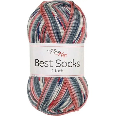 Vlna-Hep Best Socks 4-fach 7382 šedá-cihlová