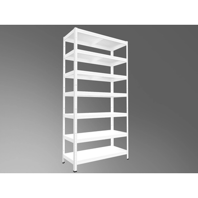 Biedrax Regál do domácnosti 40 x 80 x 210 cm, biely, 7 políc plechových, nosnosť 100 kg na policu