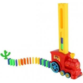 Teddies Локомотив/Влак домино строителен пластмасов 16см на батерии със звук със светлина