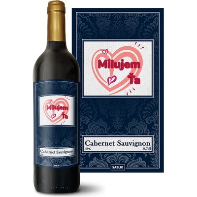 Sablio Milujem ťa srdce Cabernet Sauvignon Červené víno 12 % 0,75 l (holá fľaša)