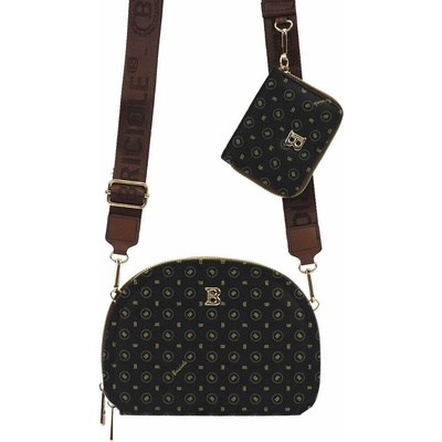 Briciole dámská Ekologická Kůže taška 4151 Černo-Hnědá crossbody Na Rameno Zlaté Kování