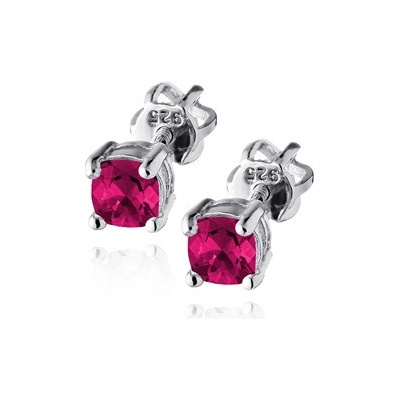 Nubis stříbrné náušnice s tmavě růžovými zirkony NB-3759-F