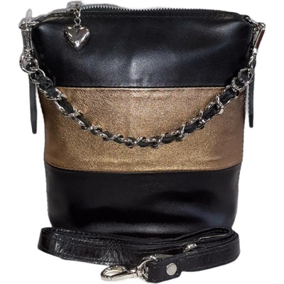 Facebag menší kožená crossbody 6034 zlatá černá