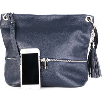 Talianske Talianska kožená crossbody kabelka Frame tmavomodrá