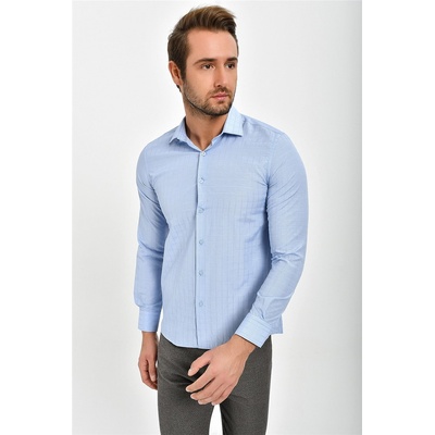 Centone Мъжка риза с дълъг ръкав - Синя #268039 (268039_Синьо)