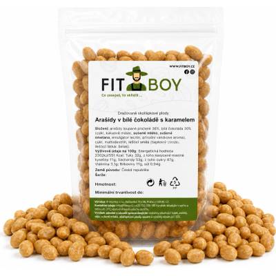 FITBOY Arašídy v bílé čokoládě s karamelem 250 g