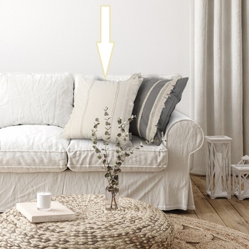 Eurofirany v štýle BOHO so strapcami krémová Bavlna/PES 45 x 45 cm