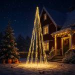 vidaXL LED Коледна Елха 385 см 2460 LED светодиода Топло бяло Стомана (42053571)