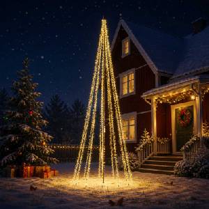 vidaXL LED Коледна Елха 385 см 2460 LED светодиода Топло бяло Стомана (42053571)