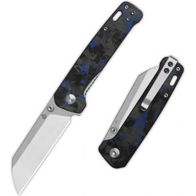 QSP knife Penguin V2 Liner Lock, zavírací s klipem, CF překrytí, rukojeť G10, modrá QS130V2-E1