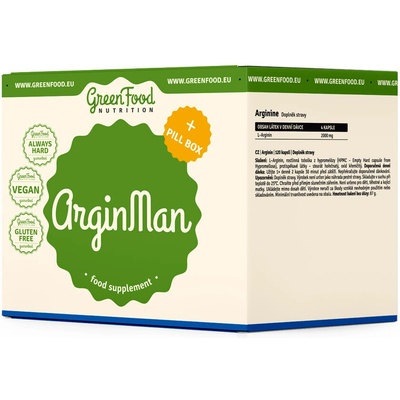 GreenFood Man + Pillbox Arginin 120 kapsúl TribuMaca 90 kapsúl