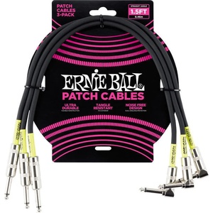 Ernie Ball P06076 Черeн 45 cm Директен - Ъглов Пач кабел (P06076)