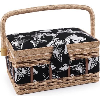 Kazeta / košík na šití čalouněný Varianta: 14 černá motýl, Balení: 1 ks – Zboží Mobilmania