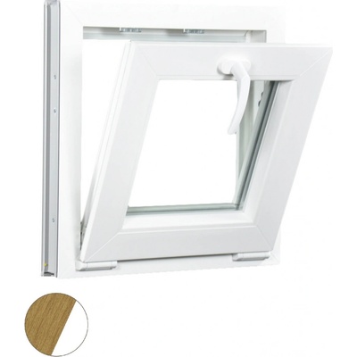 Aluplast Sklopné plastové okno Přírodní dub/bílá 450 x 450 mm Dvojsklo Ug= 1,1