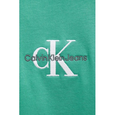 Calvin Klein Jeans Памучна тениска Calvin Klein Jeans в зелено с апликация J30J325649 (J30J325649)