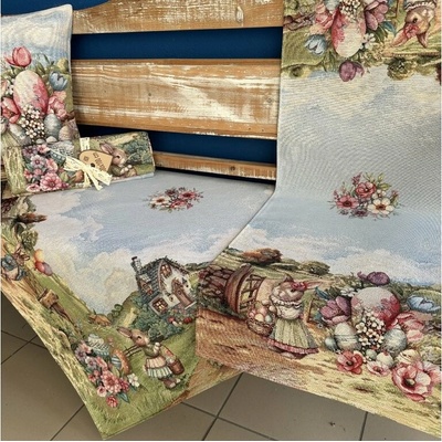 Tegatex Velikonoční gobelínový ubrus velikonoční venkovská krajina 40x140 cm