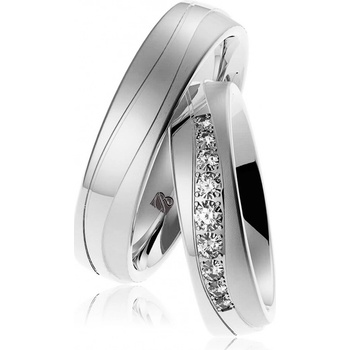 Blink Blink Ozdobné svadobné obrúčky z bieleho zlata s kameňmi 8096 BL