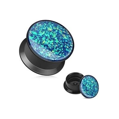 Šperky4U akrylátový plug do ucha, zelenomodrý opál PL01221-14
