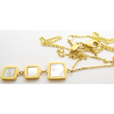Klenoty Budín Zlatá souprava ze žlutého zlata náhrdelník bílá perleť HK4040
