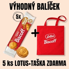 LOTUS BISCOFF Sušenky plněné krémem Biscoff 150 g 5 ks + LOTUS Plátěná taška ZDARMA