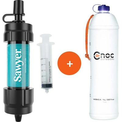 Sawyer Sada vodního filtru MINI Turquoise + skládací láhev CNOC Vesica 1l