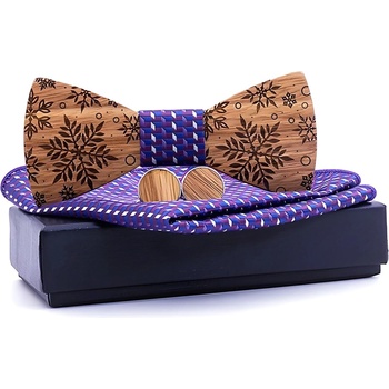 HARAHU Дървен папионка с кърпичка и маншетни копчета - Кафяво / Лилаво kp30457 (30457)