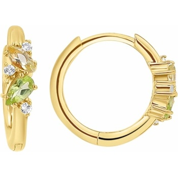 Eppi Strieborné cluster kruhové náušnice s topazmi, quartzmi a olivíny Limone E47734