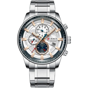 Curren Мъжки часовник Curren Immortelle, Хронограф, Неръждаема стомана, Кварцов, Сребрист/Розово злато (CURREN-8362-SILVER-ROSEGOLD)