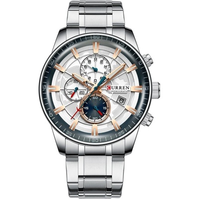 Curren Мъжки часовник Curren Immortelle, Хронограф, Неръждаема стомана, Кварцов, Сребрист/Розово злато (CURREN-8362-SILVER-ROSEGOLD)