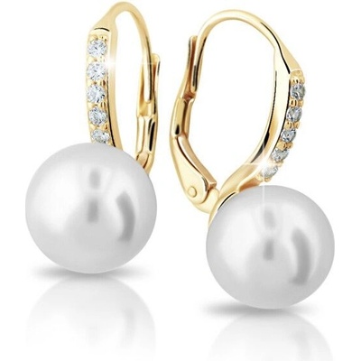 Cutie Jewellery zlaté náušnice s pravými perlami a zirkónmi Z6432-3122-50-10-X-1
