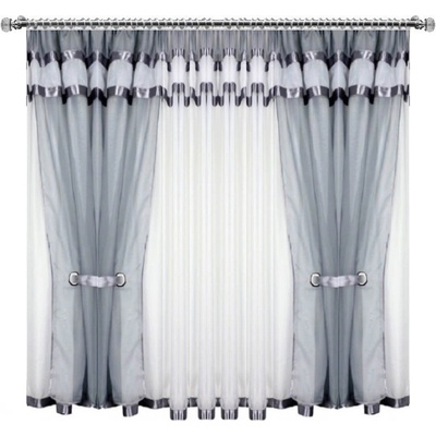 BytoTex Voálová kusová záclona se závěsem Alena šedá 400x150 cm
