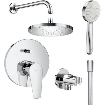 Roca Комплект за вграждане за баня, смесител Atlas, душ глава със стенно рамо, стенно коляно с държач, ръчен душ + шлаух (173413)